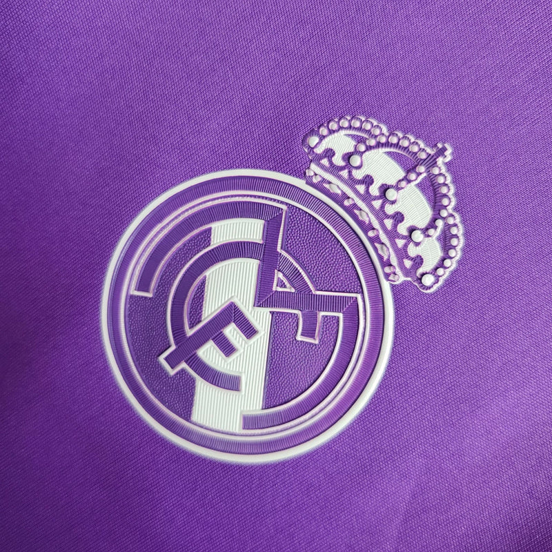 Camisa Manga Longa Real Madrid Retro 16/17 - Roxa