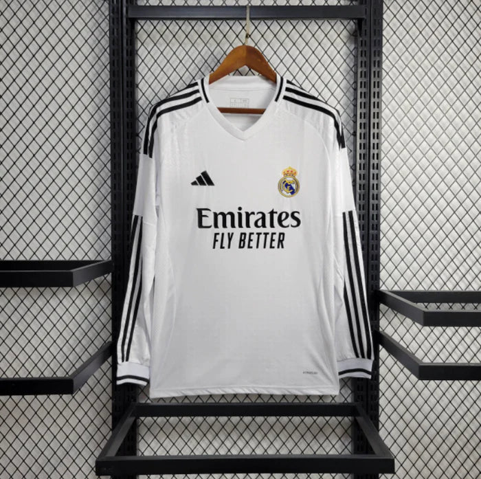 Camisa do Real Madrid Manga Longa Home l  24/25 - Branca