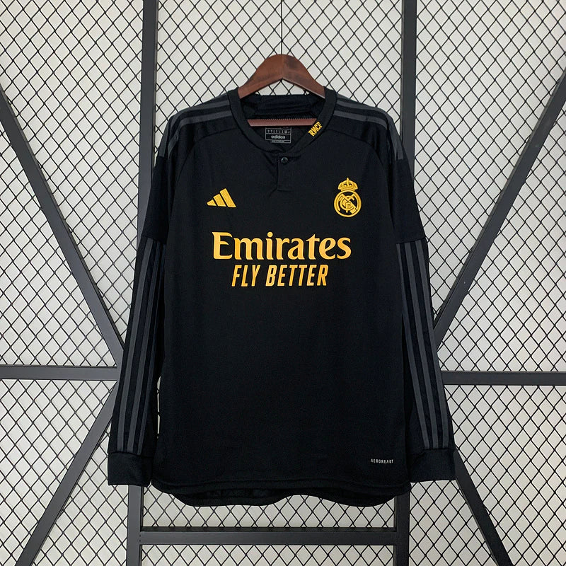 Camisa do Real Madrid Manga Longa Third llI 23/24 - Preta