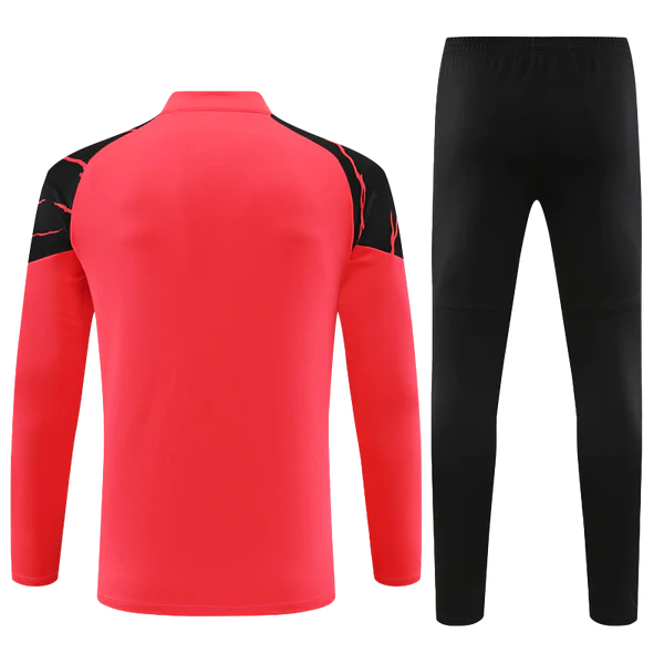 Conjunto Manchester City 23/24 Vermelho e Preto - Puma - Com Ziper Curto