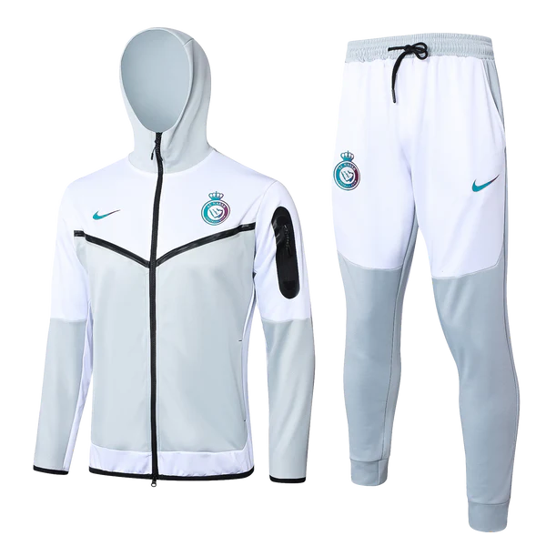 Conjunto Nike Refletivo Al Nassr 23/24 Zíper Longo- Branco