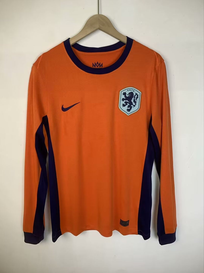 Camisa Holanda Manga Longa Home I 24/25 - Laranja