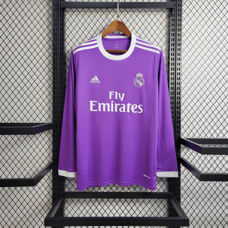 Camisa Manga Longa Real Madrid Retro 16/17 - Roxa