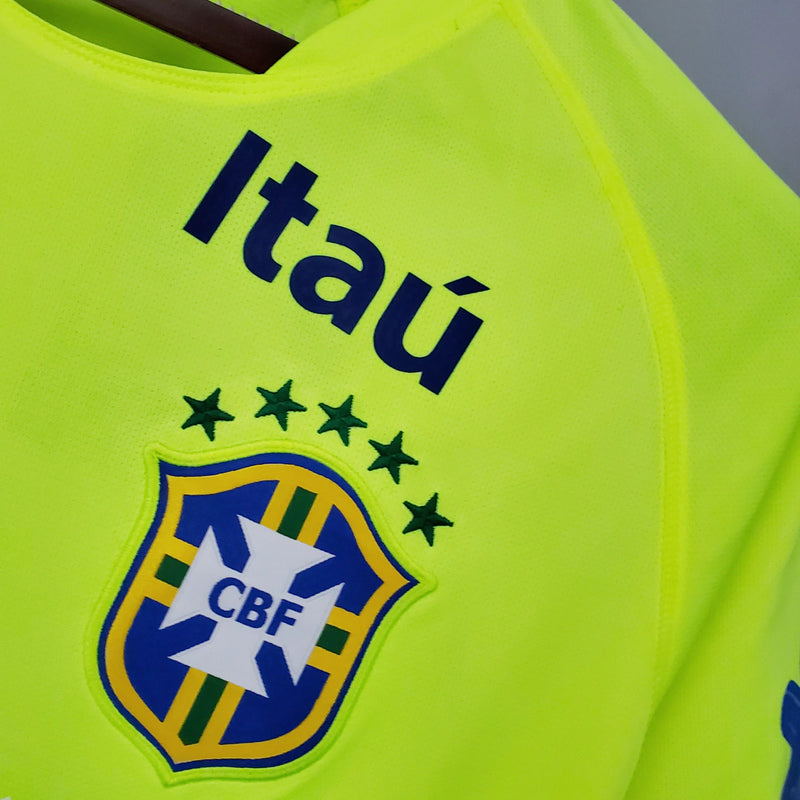 Camisa Seleção Brasileira Treino Todos os Patrocínios Torcedor Nike Masculina - Verde limão