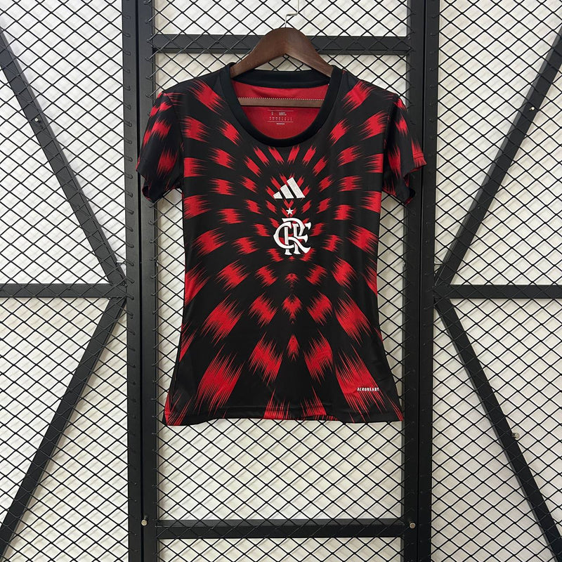 Camisa Flamengo Feminina Pré Jogo 25/26 - Vermelha e Preta