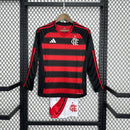 Kit Infantil Flamengo Home l Manga Longa 25/26 - Vermelha e Preta