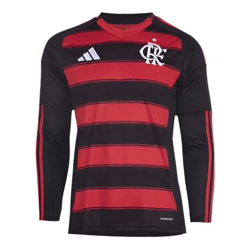 Camisa Flamengo Manga Longa 25/26 Home I - Vermelho e Preto