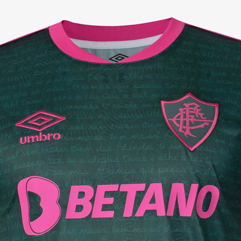 Camisa Fluminense III 23/24 Torcedor Masculina Verde e Rosa