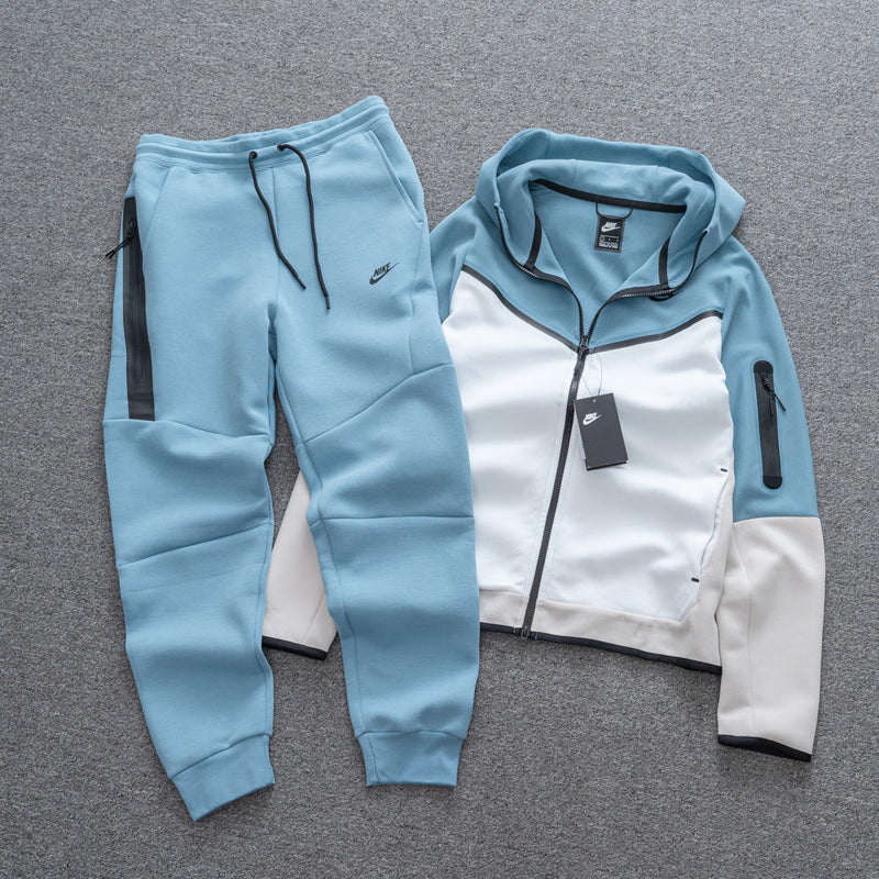 Conjunto Tech Fleece Nike - Azul/Branco