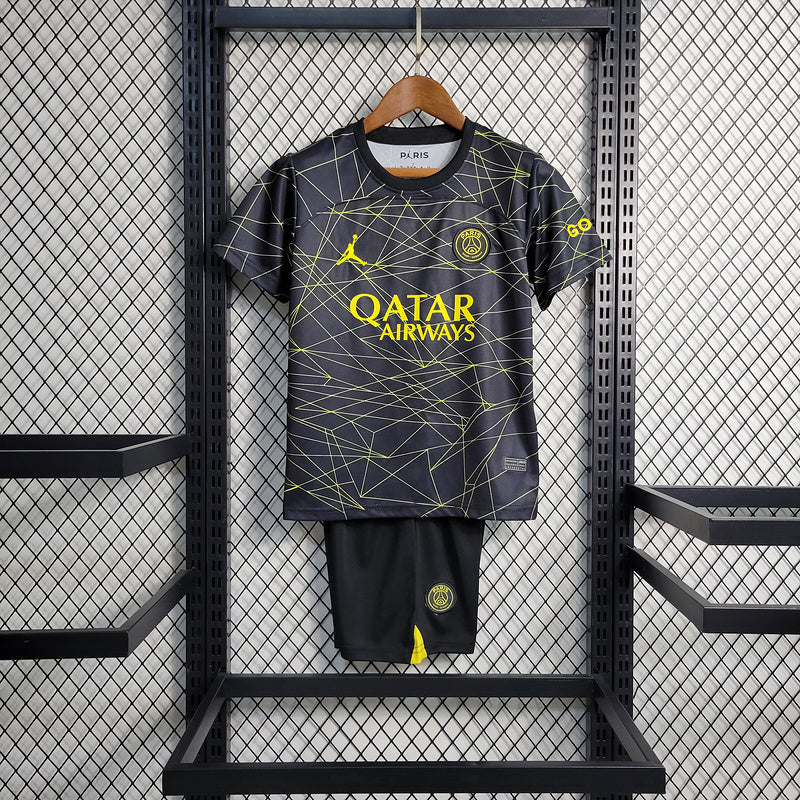 Kit Infantil PSG 23/24 - Preto e Amarelo