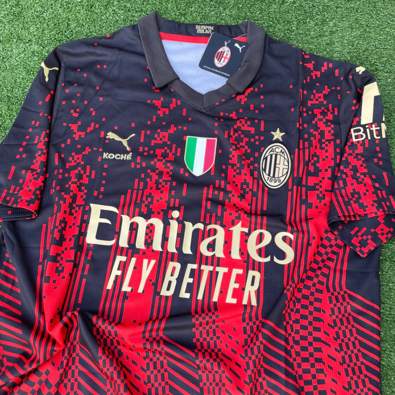 Camisa Milan 23/24 Home - Vermelha e Preta